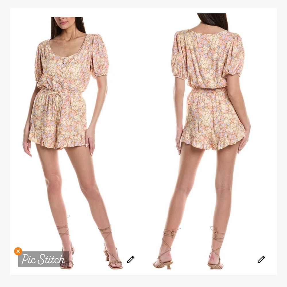 Saltwater Luxe Puff Sleeve Floral Romper